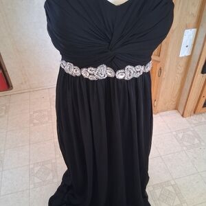 Chic Black Maxi Dress with Silver Embellishments